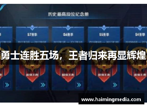勇士连胜五场，王者归来再显辉煌